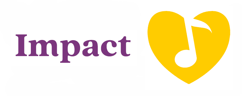 Banner with the text 'Impact' and a music note in a heart.