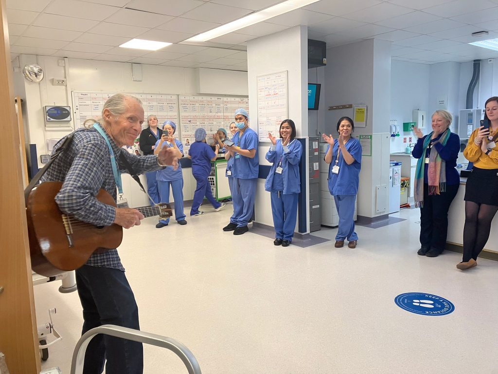 Nurses and healthcare staff from Royal Surrey hospital celebrating International Nurses Day