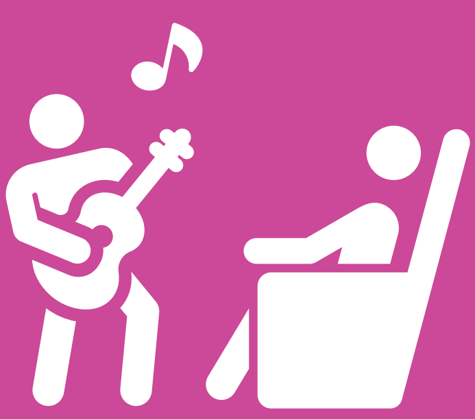 Musician playing music to resident icon